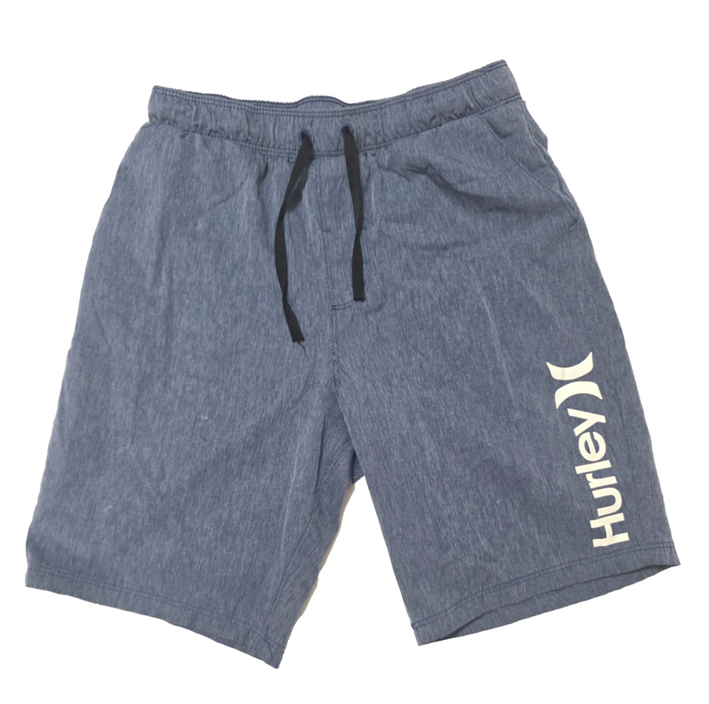 Hurley Boys Youth Heather Blue Elastic Waist Drawstring Shorts Medium (10-12)